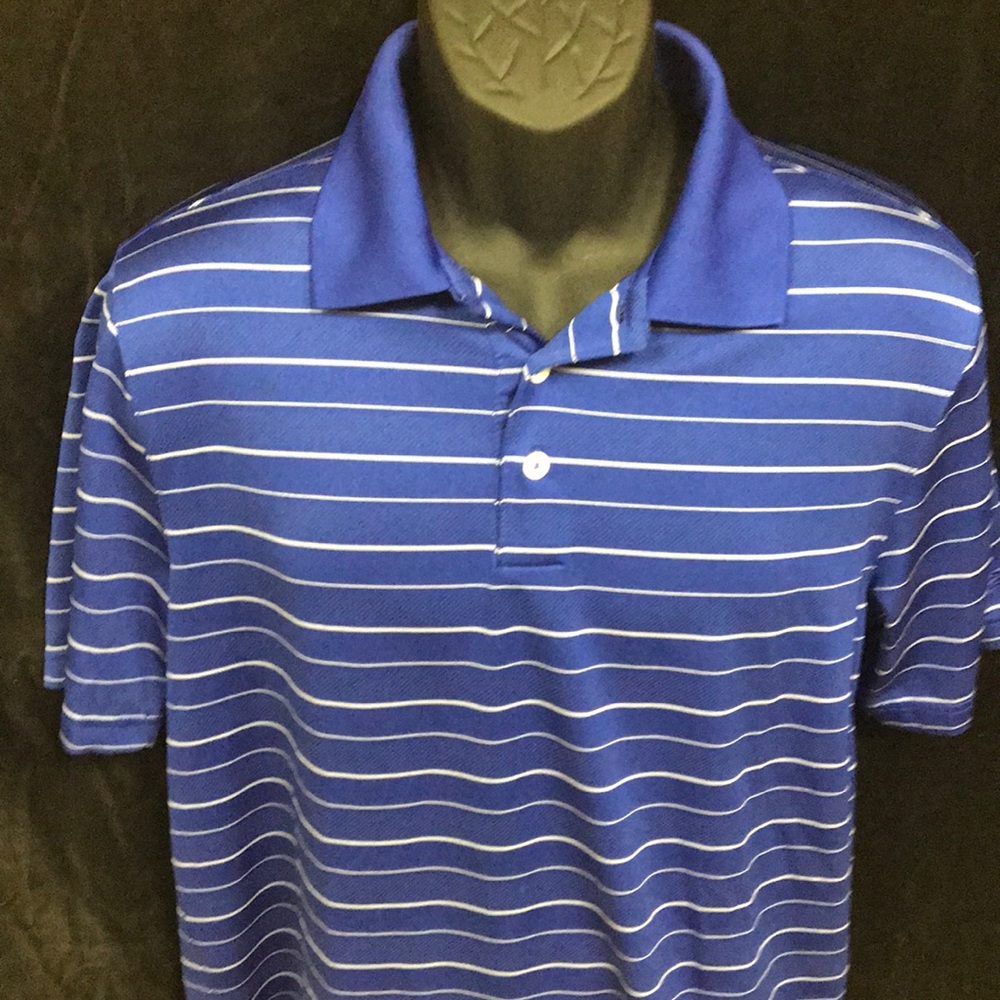 Champion Golf blue striped golf shirt